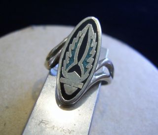 Vintage Sterling Silver Turquoise Inlay Wings Design Ring 2