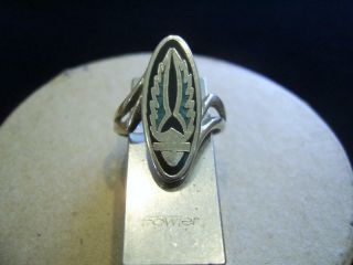 Vintage Sterling Silver Turquoise Inlay Wings Design Ring 5