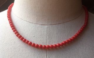 Lovely Red Vintage Glass Bobble Bead Necklace/retro 1970 