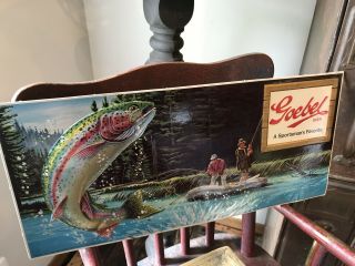 Vintage 1984 Limited Edition Goebel Beer Sign No.  2 - Trout Fly Fishing - Stroh’s