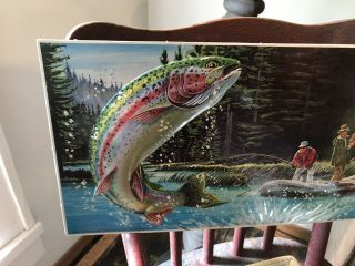 Vintage 1984 Limited Edition Goebel Beer Sign No.  2 - Trout Fly Fishing - Stroh’s 2