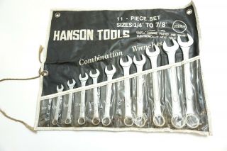 Vintage Hanson Tools 10 Piece Combination Wrench Set 5/16 - 7/8 "