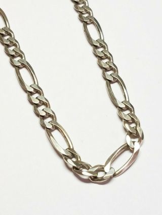 Vintage 925 Italy Sterling Silver 35 Grams Figaro Link Chain 22 " Necklace