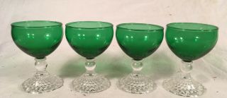 Set Of 4 Vtg Anchor Hocking Forest Green Boopie Bubble 3 5/8 " Juice Glass