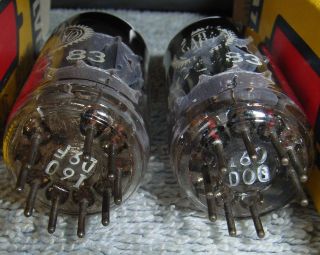 Valvo ECC83 matched pair 45° decl.  getter vacuum tubes (=12AX7) Hamburg factory 2