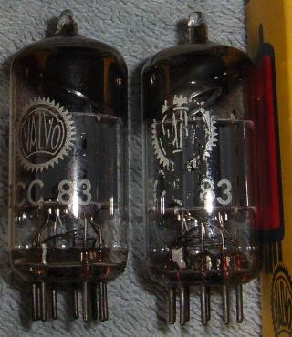 Valvo ECC83 matched pair 45° decl.  getter vacuum tubes (=12AX7) Hamburg factory 3