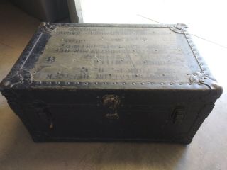 Vintage Army Military Metal & Wood Storage Box Chest 30 Lbs
