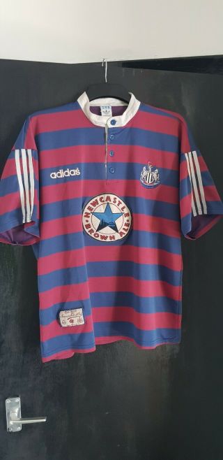 Newcastle United 1995 Brown Ale Vintage Adidas Away Shirt Jersey 1996 1990s Utd,