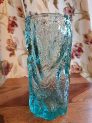 Large Vintage 1960s Ice Blue Art Glass Vase Whitefriars - Baxter Style - 8 "