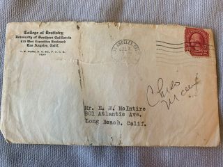 Chico Marx Autographs Vintage 1929 Envelope One Of A Kind Signed Dentist College