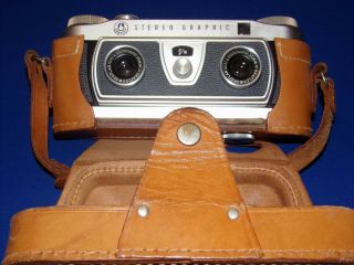 Vintage 1955 Graflex 3d Stereo Graphic 35mm Film Camera W/ Case & Strap.  Looker