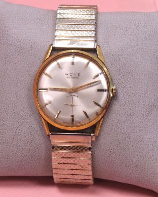 Vintage RONE Incabloc 17 Jewels Gents Mechanical Wristwatch Spares/Repairs - B03 2