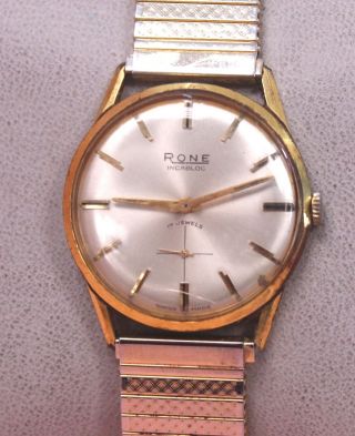 Vintage RONE Incabloc 17 Jewels Gents Mechanical Wristwatch Spares/Repairs - B03 3