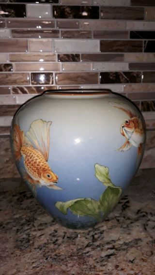 Vintage Sbcd Santa Barbara Ceramic Design Pottery Koi Vase Numbered
