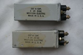 (2) Western Electric Condenser Capacitor 287a 4uf 287 A For Tube Amp