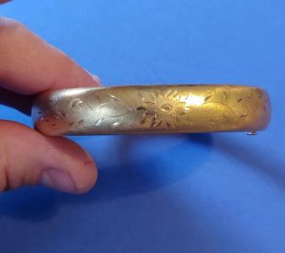 Vintage Winard Engraved Brush Finish Gold Filled Bangle Bracelet 1/20 12k Gf