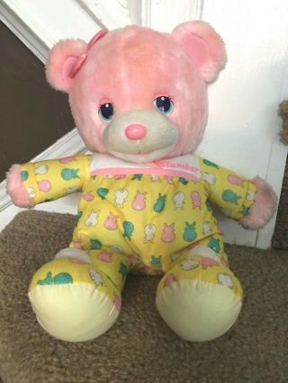 Vtg Playskool Slumber Bear Pink 15 " Plush Stuffed Animal Bunny Pajamas 1992