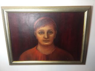 Vintage Portrait Oil Painting By Listed British Artist Moira Doggett (b.  1927)