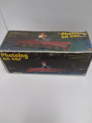 Vintage Photoing On Car Me630 Tin Battery Operated Toy Rolls Royce,  Box