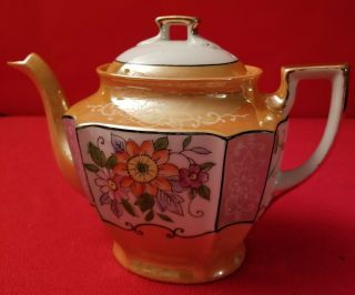Vintage 4 Cup Teapot Hand Painted Floral With Gold Gilded Design - Made In Japan