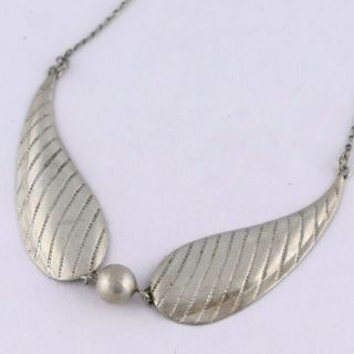 Vintage Art Deco Sterling Silver Machine Age Modernist Bow Collar Necklace