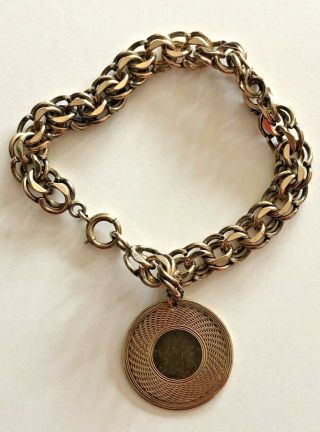 Vintage Gold Filled Charm Bracelet Round Charm Marked No Engraving