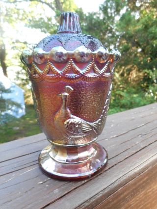 Vintage Westmorland Purple Carnival Glass " Peacock " Sugar Bowl With Lid