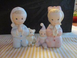 Vintage Homco Praying Boy And Girl 2 Figurines Bedtime Prayer No.  1433 Home Inte