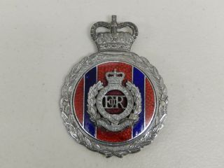 Vintage Chrome Enamel Royal Engineers Er Ii Car Badge Auto Emblem