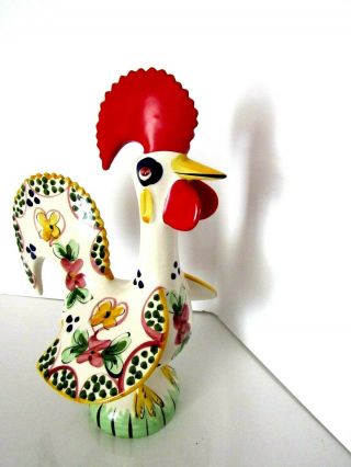 Vintage Signed Portugal Ceramic Rooster Figurine Hand Painted Chicken/rooster 