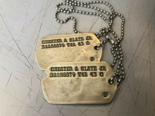 Vintage Wwi Wwii Dog Tags Chester A Slate Jr Protestant