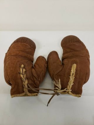 Vintage Benlee Leather Boxing Gloves 1940 ' s - 50 ' s Burgundy Lace Up 4