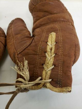 Vintage Benlee Leather Boxing Gloves 1940 ' s - 50 ' s Burgundy Lace Up 5