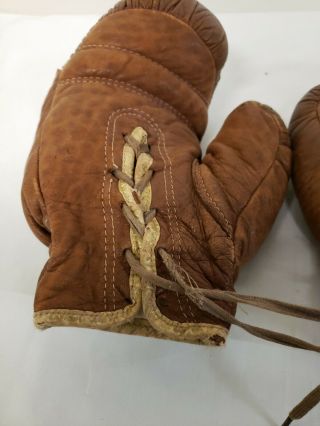 Vintage Benlee Leather Boxing Gloves 1940 ' s - 50 ' s Burgundy Lace Up 6