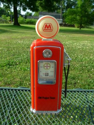 Vintage Mini Gasoline Gas Pump Am/fm Radio Marathon Globe Globe Lights Up