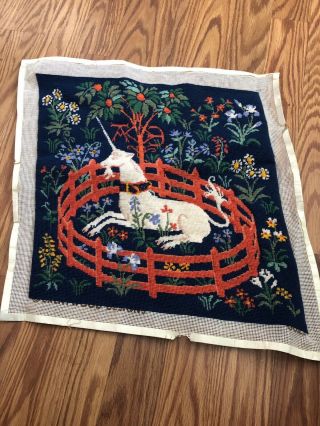 Vintage The Captive Unicorn - Completed Needlepoint Tapestry - Brentwood Designs
