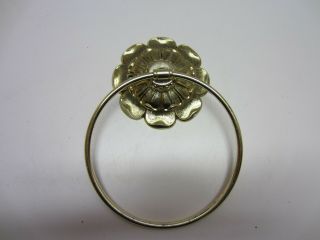 Vtg Mid Century Bathroom Gold Tone Medallion Flower Towel Ring Holder
