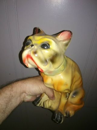 Vintage Carnival Chalkware Bull Dog Coin Bank - 11 Inches Tall