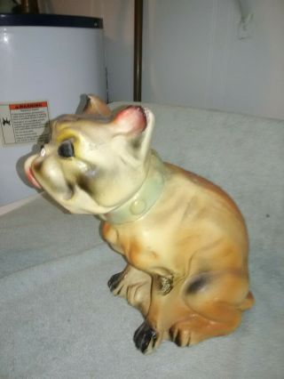 VINTAGE CARNIVAL CHALKWARE BULL DOG COIN BANK - 11 INCHES TALL 5