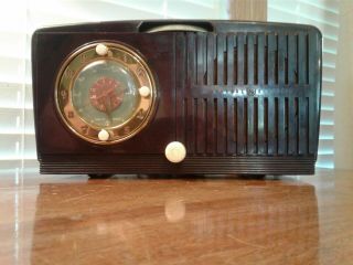 Vintage 1952 General Electric Model 515f Am Tube Clock Radio