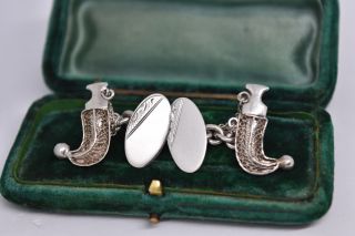 Vintage Sterling Silver Cufflinks With A Knife And Sheath Design B173