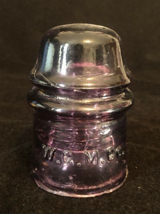 Vintage W G M Co Purple Glass Telephone Insulator