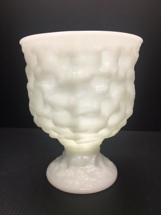 Vintage E O Brody Co Milk Glass Crinkled Pedestal Planter Vase M3000 -