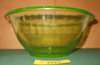 Vtg Hemingray Green Vaseline Depression Glass Mixing Bowl - Uranium Large