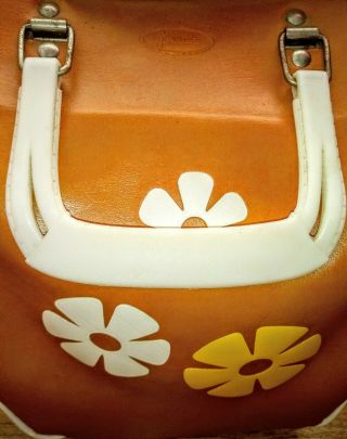 Vintage 1960s Atlantic Burnt Orange Daisy Flower Power Bowling Bag Sea Horse 6