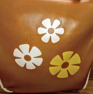 Vintage 1960s Atlantic Burnt Orange Daisy Flower Power Bowling Bag Sea Horse 7
