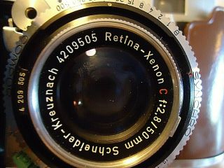 RETINA IIc - 2C CAMERA WITH SCHNEIDER XENON 50 mm f:2.  8 LENS W/ LEATHER CASE 2