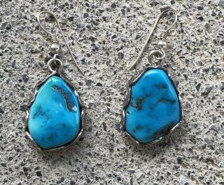 Vintage Navajo Jefferson Abeyta Sterling Turquoise Earrings