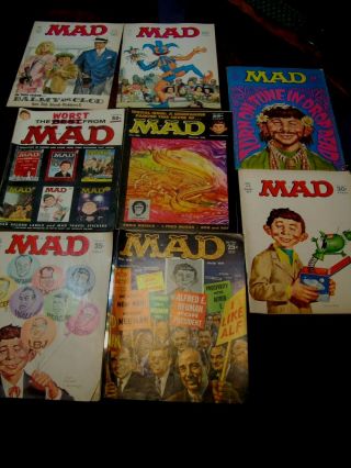 Group Of 8 Vintage Mad Magazines From 1950 