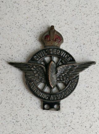 Vintage Civil Service Motoring Association Car Badge